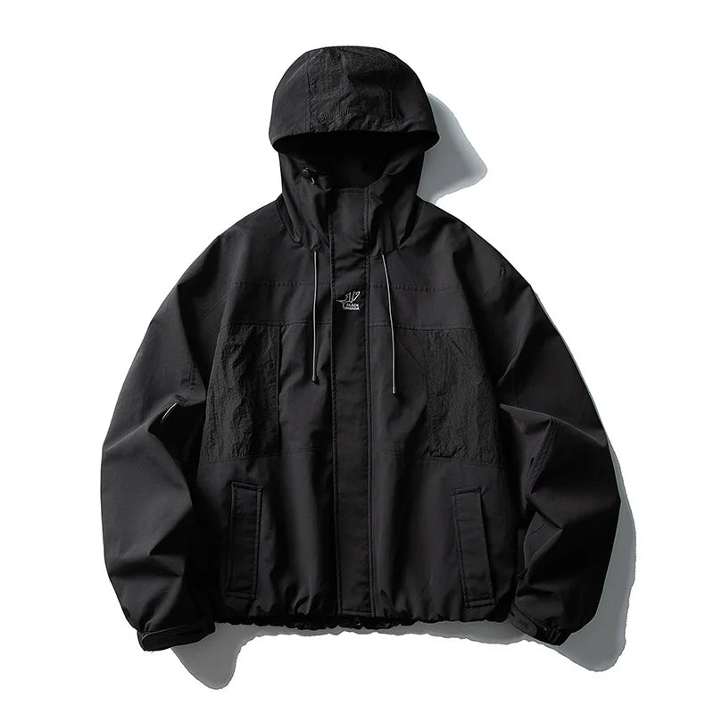 Y2K Waterproof Nylon Track Cargo Windbreaker Jacket