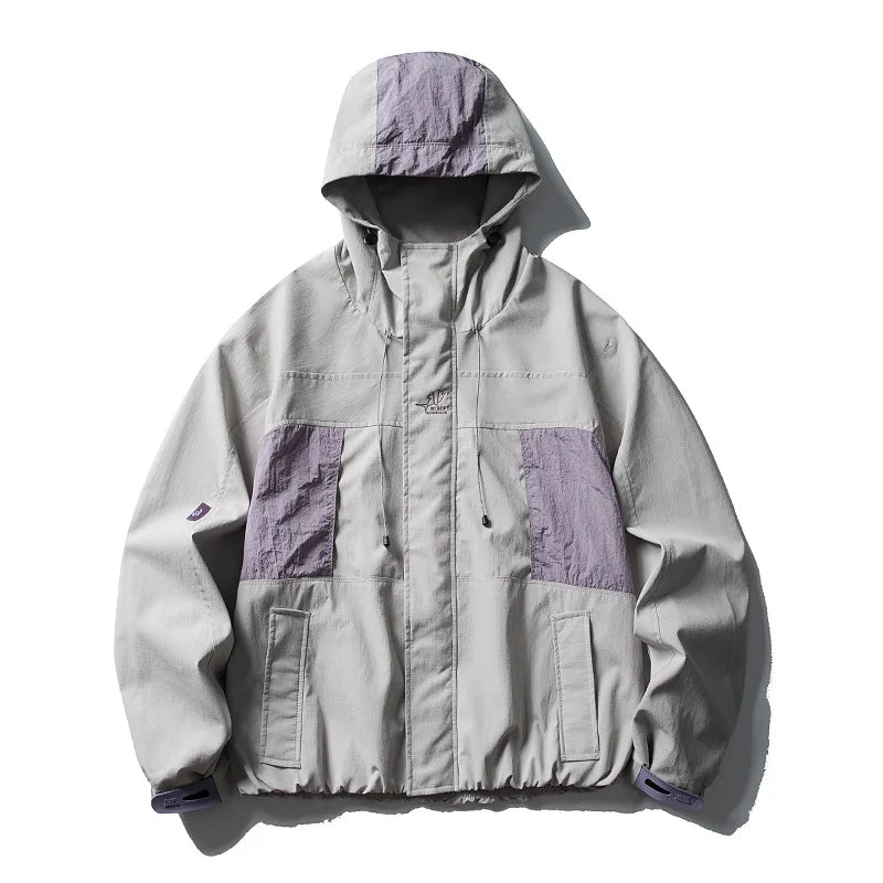 Y2K Waterproof Nylon Track Cargo Windbreaker Jacket