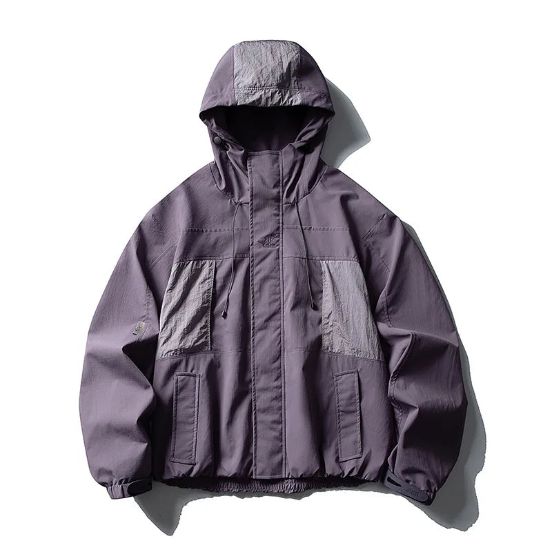 Y2K Waterproof Nylon Track Cargo Windbreaker Jacket