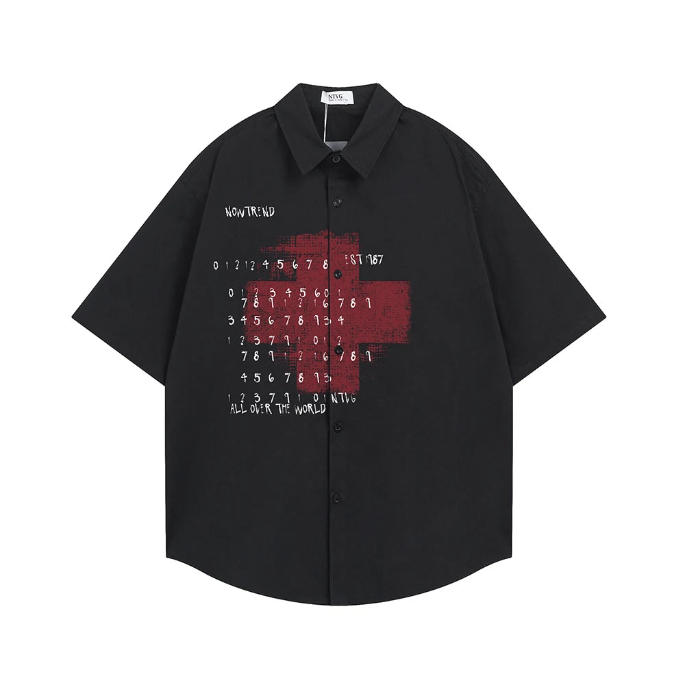 Y2K "Whats the Meaning" Graphic Print Short Sleeve Shirt