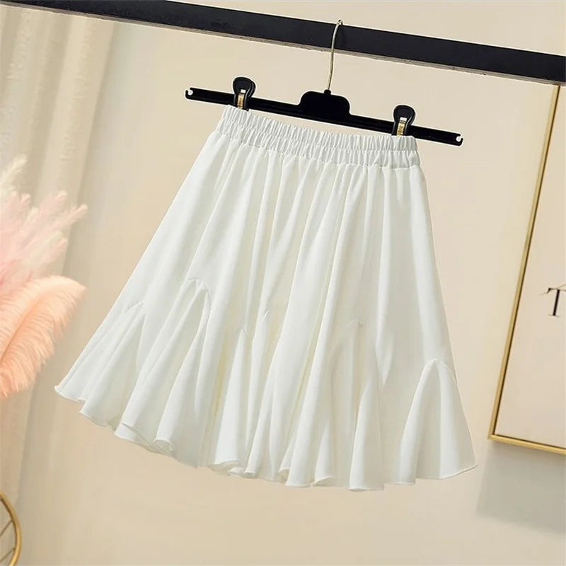 Y2K White High Waist Ruffle Mini Skirt