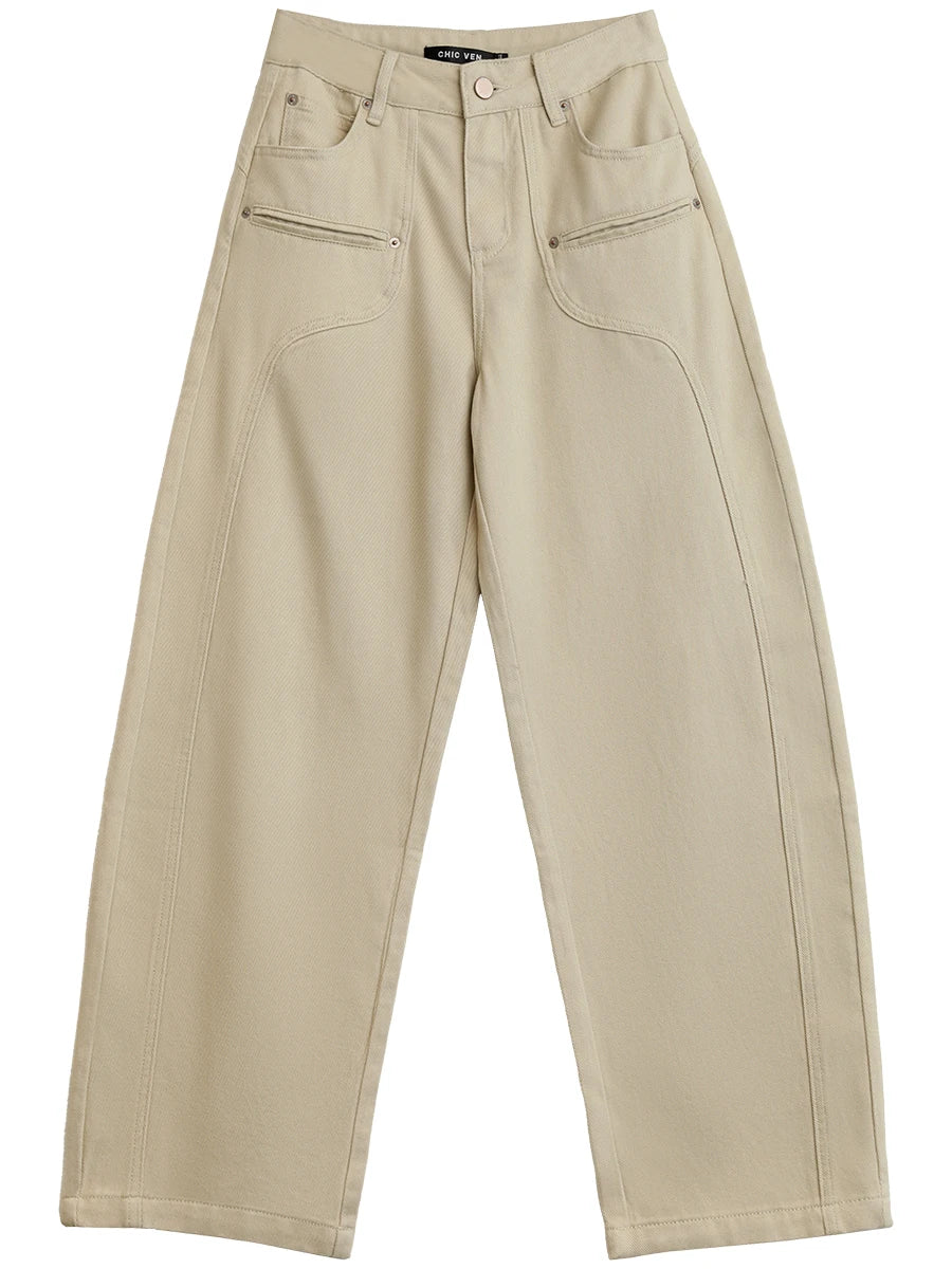 Y2K Wide Leg Workwear Boyfriend Fit Jeans