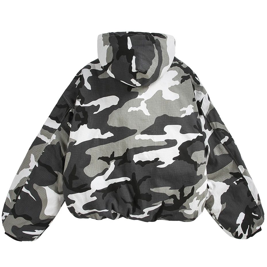 Y2K Winter Camo Hooded Jacket Coat