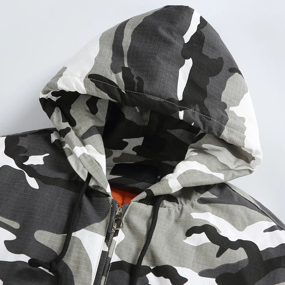 Y2K Winter Camo Hooded Jacket Coat