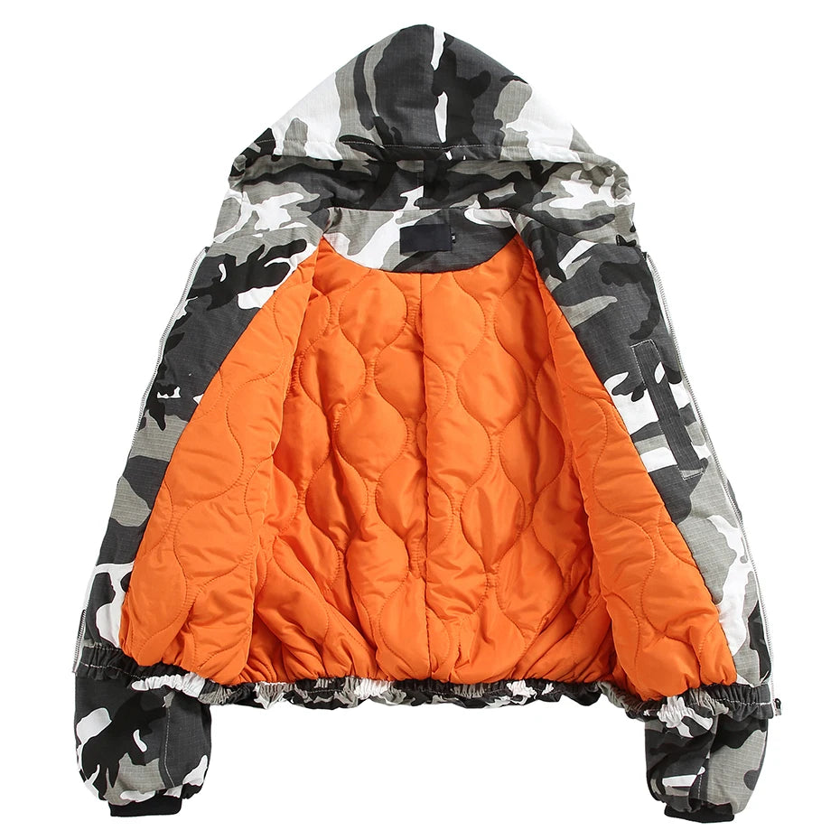 Y2K Winter Camo Hooded Jacket Coat