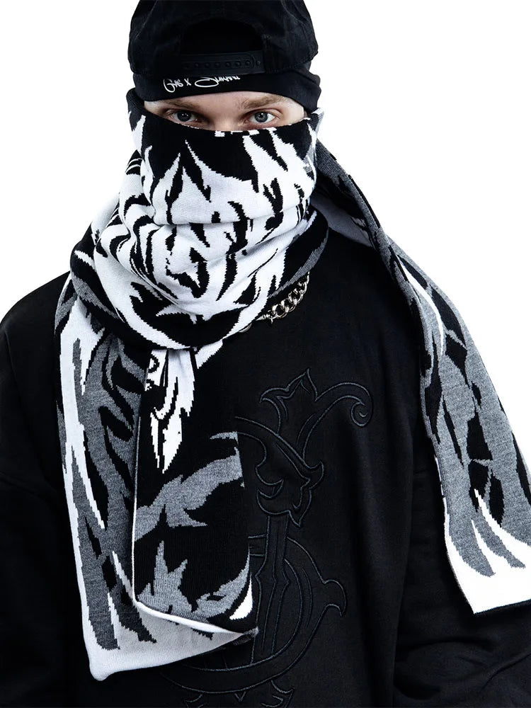 Y2K Winter Graphic Knitted Shawl Scarf