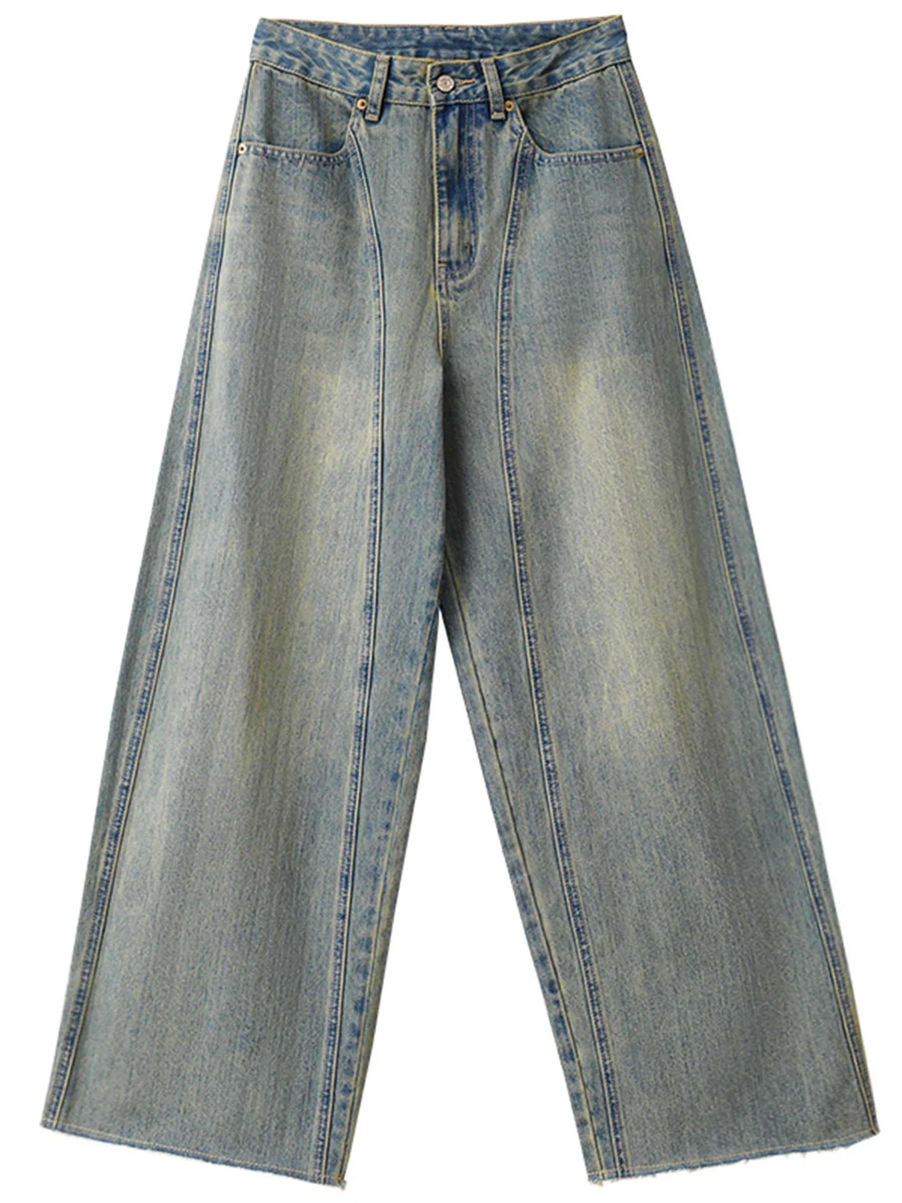 Y2K Womens Baggy Boot Cut Washed Jeans