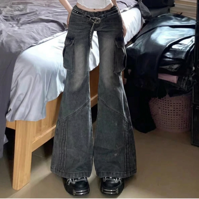 Y2K Womens Baggy Cowboy Low Waist Cargo Jeans