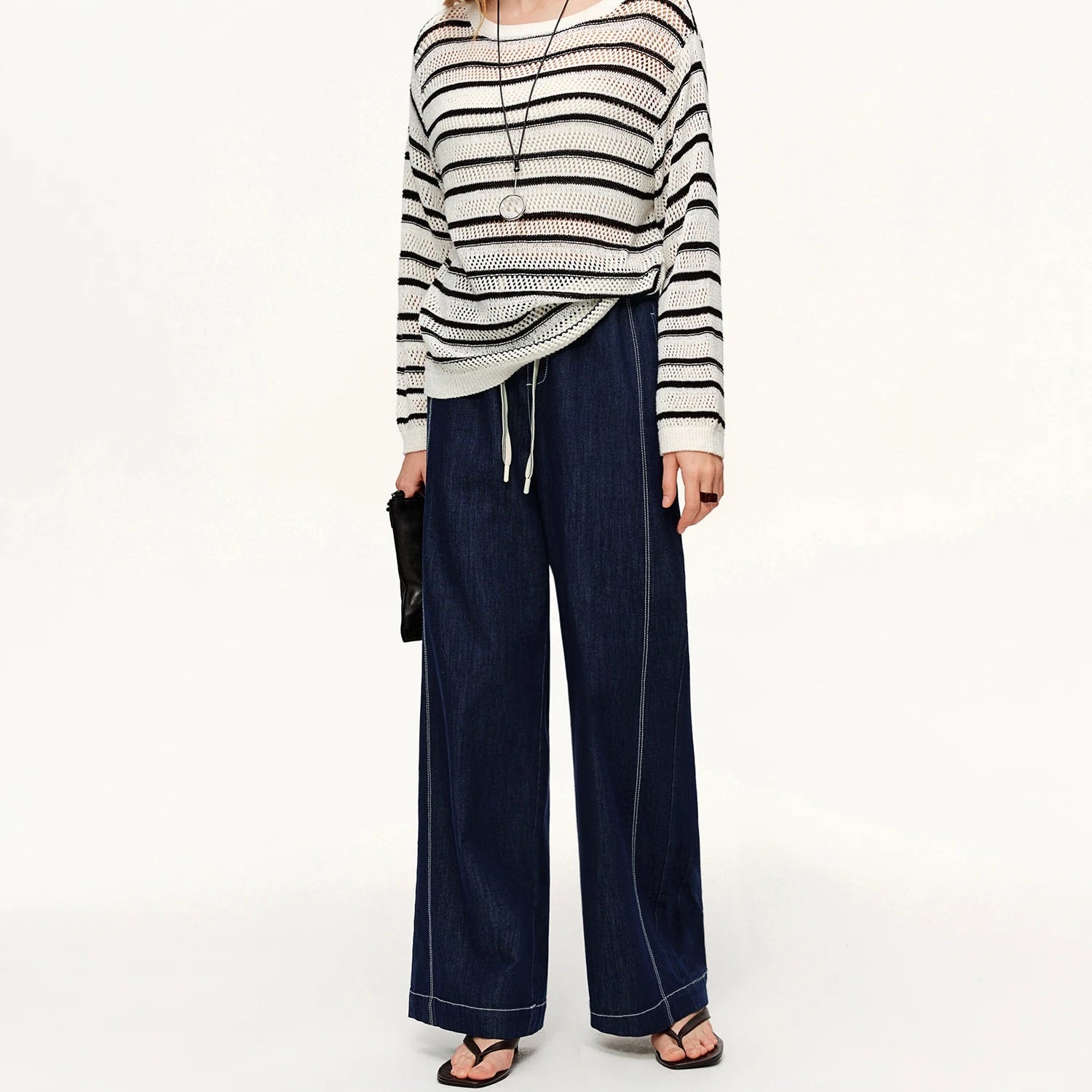 Y2K Womens Contrast Topstitching Straight Leg Jeans