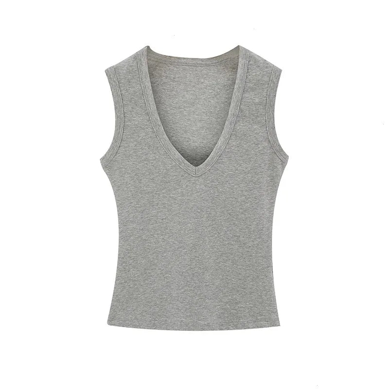 Y2K Womens Essentials Low Cut Crop Top