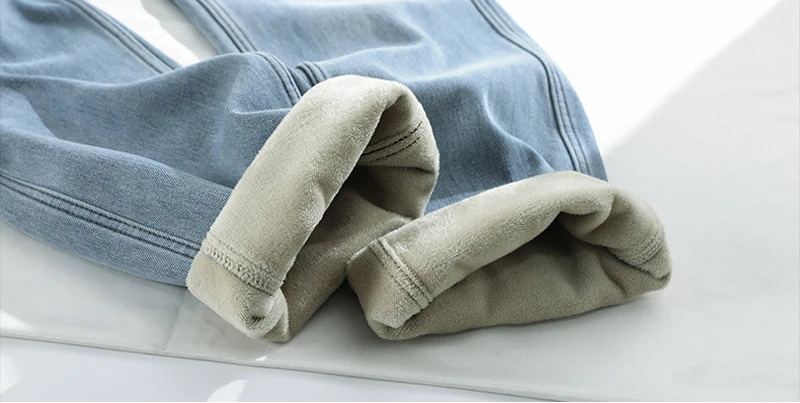 Y2K Womens Fleece Lined Denim Jeans
