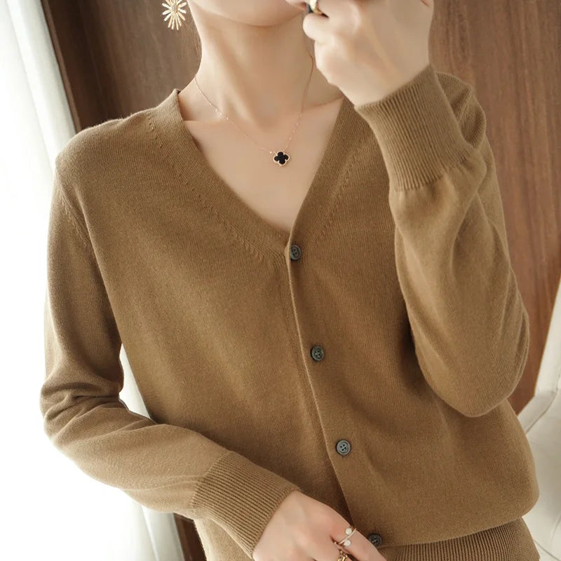 Y2K Womens Long Sleeve V Neck Button Up Cardigan
