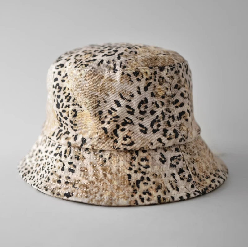Y2K Worn Leopard Print Bucket Hat