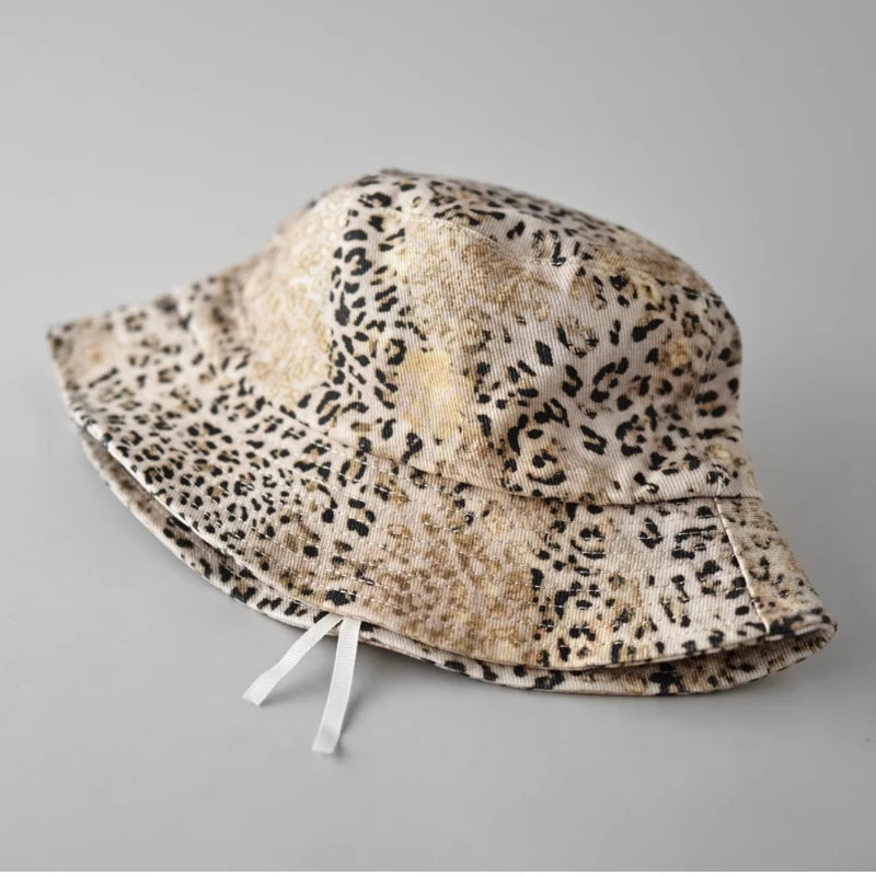 Y2K Worn Leopard Print Bucket Hat