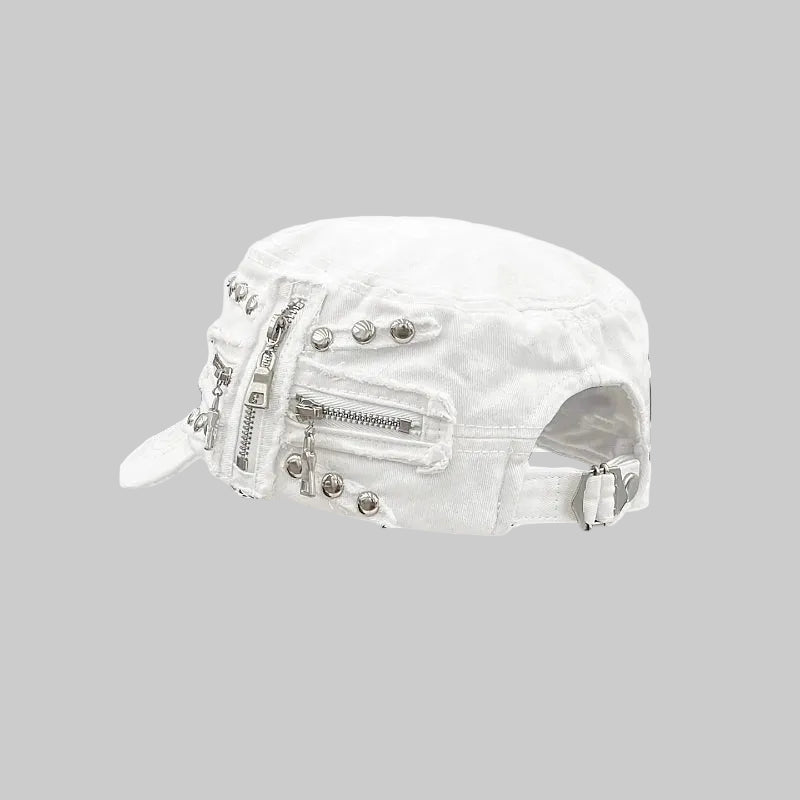 Y2K Zipper Flat Top Baseball Cap