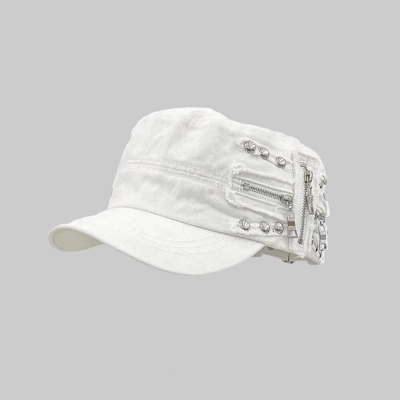 Y2K Zipper Flat Top Baseball Cap