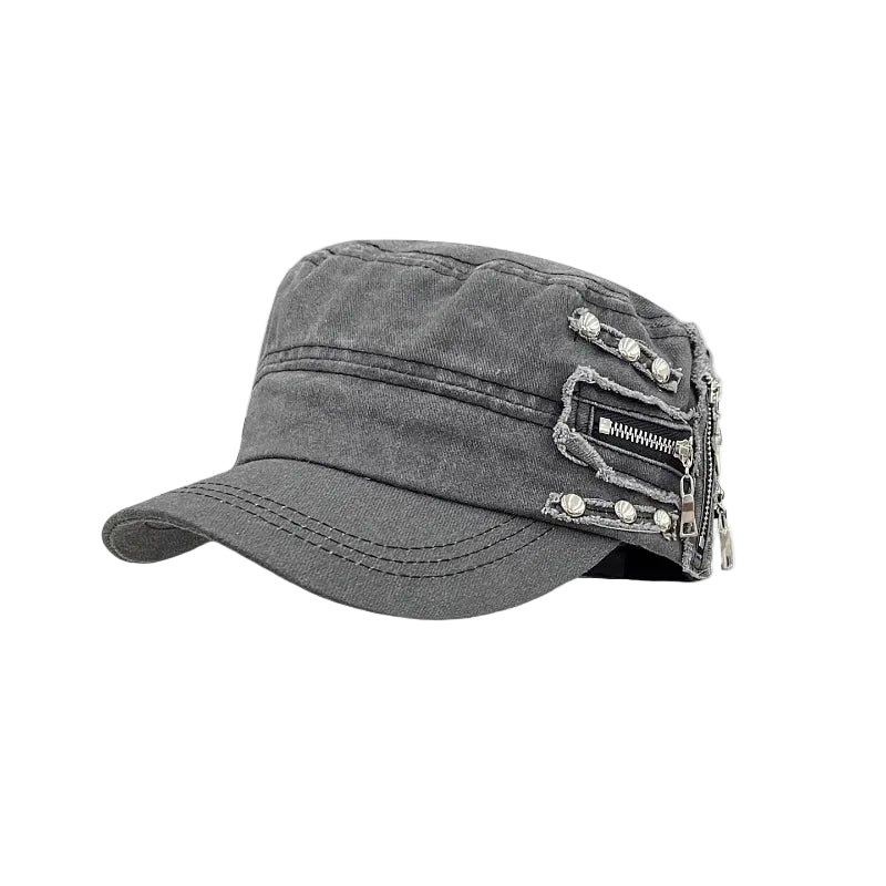 Y2K Zipper Flat Top Baseball Cap