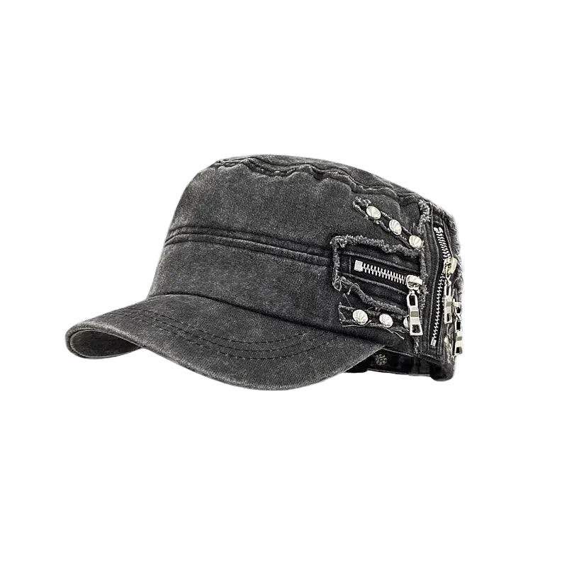 Y2K Zipper Flat Top Baseball Cap