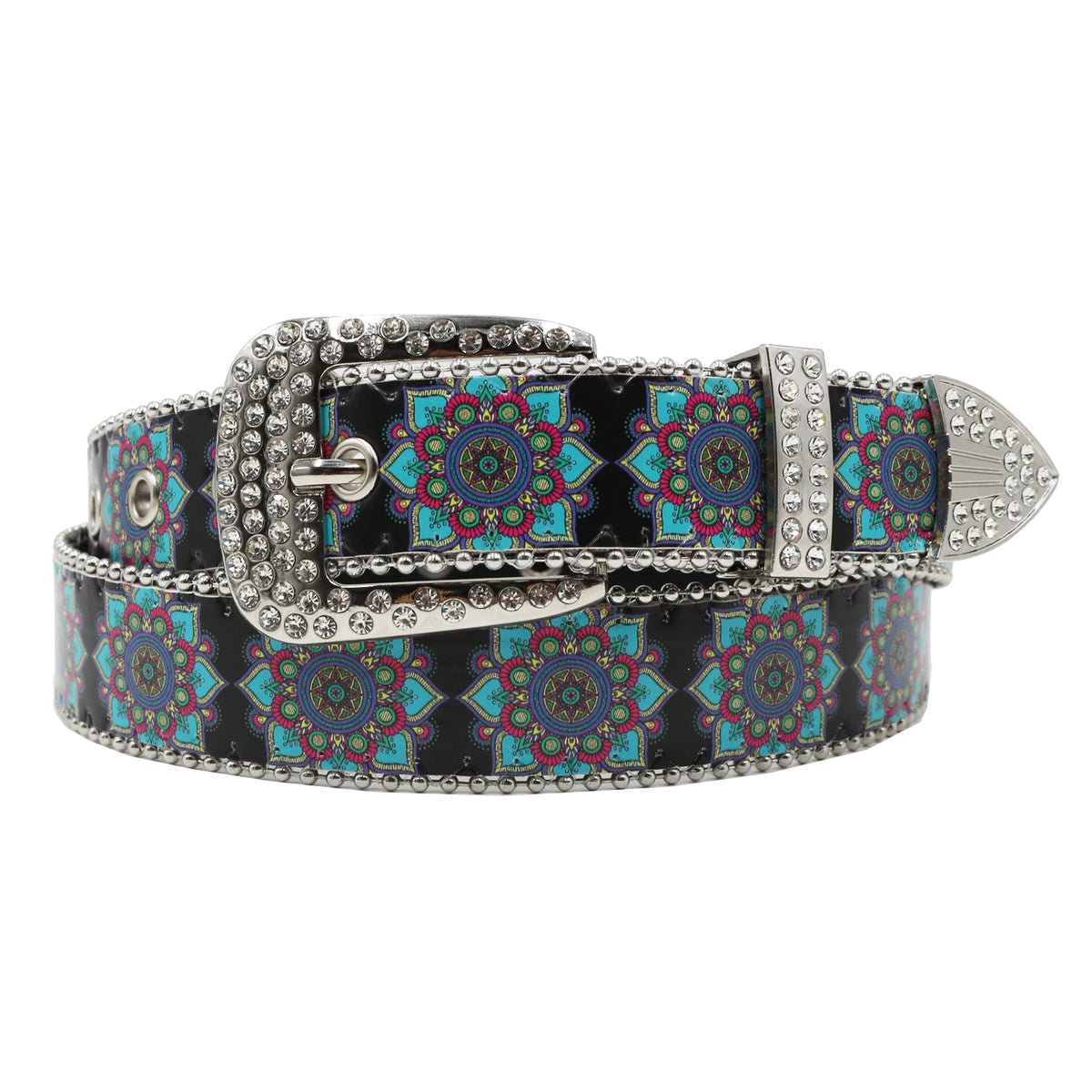 Y2K kaleidoscope Totem Rhinestone Belt