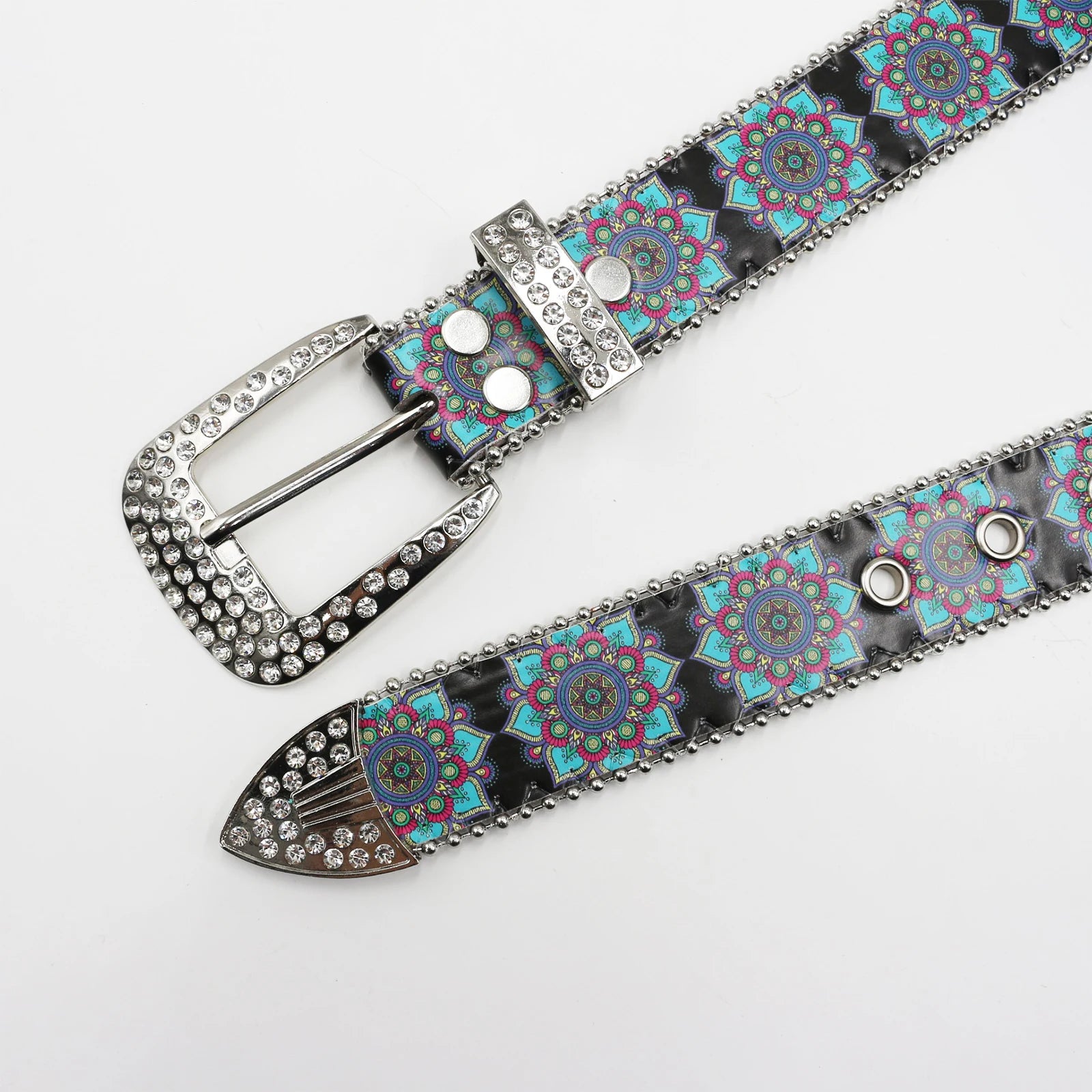 Y2K kaleidoscope Totem Rhinestone Belt