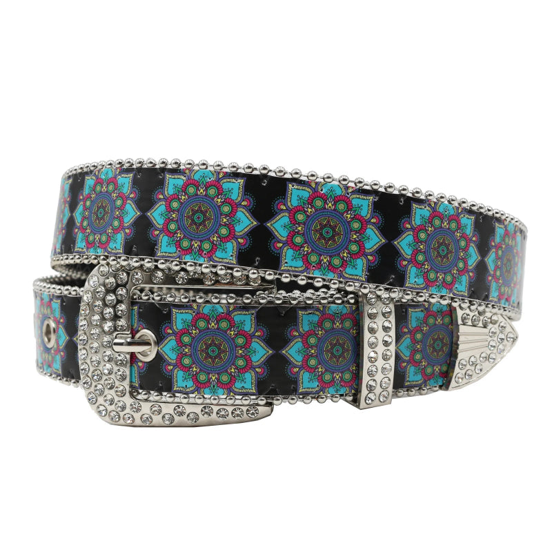 Y2K kaleidoscope Totem Rhinestone Belt