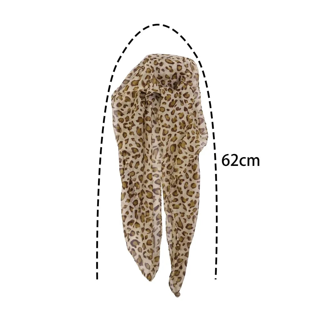 Y2K Satin Leopard Print Neckerchief Head Scarf