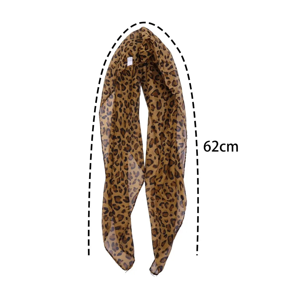 Y2K Satin Leopard Print Neckerchief Head Scarf