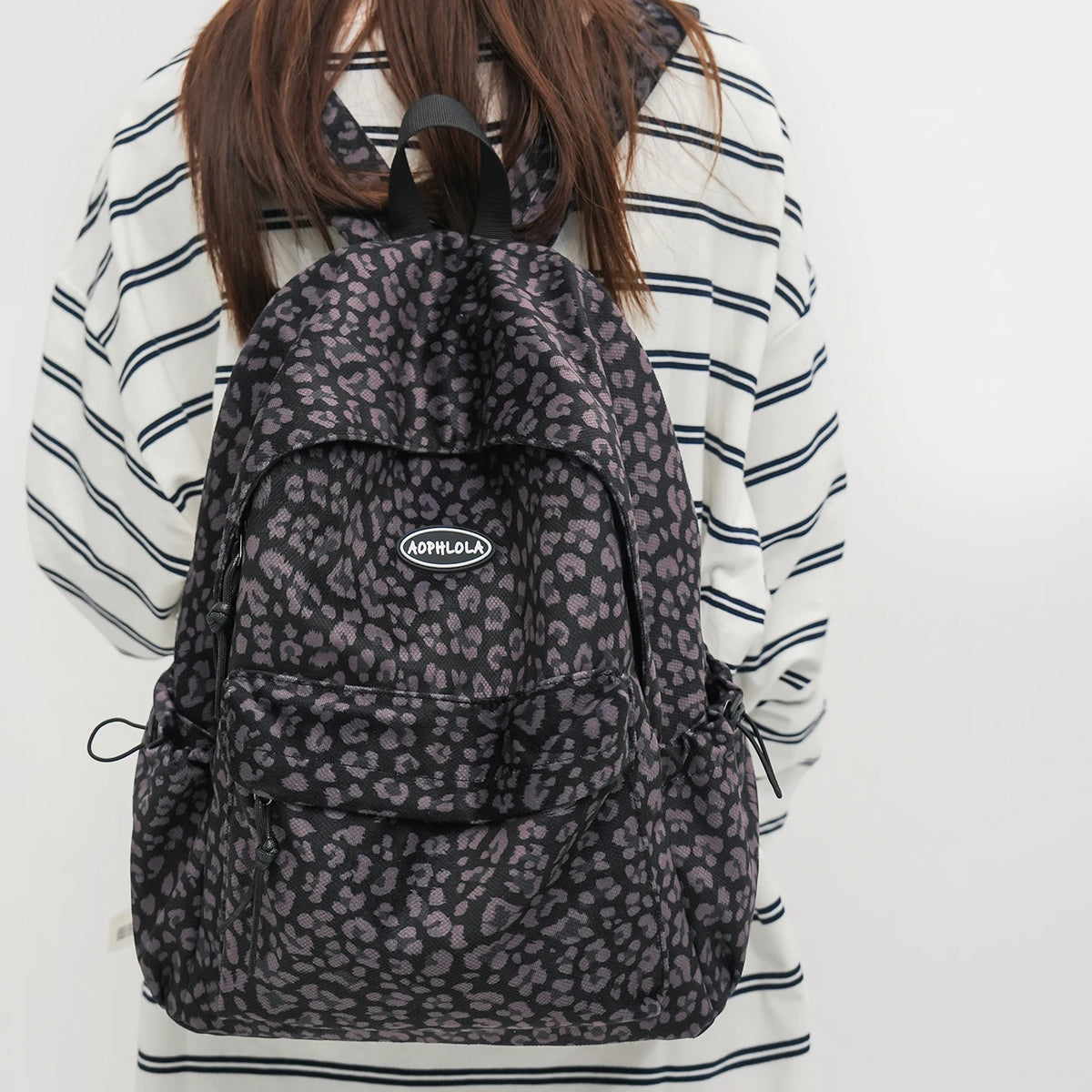 Y2K Suede Material Leopard Print Backpack