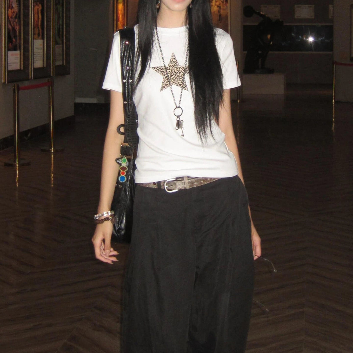 Y2K Vintage Leopard Star Grunge Top