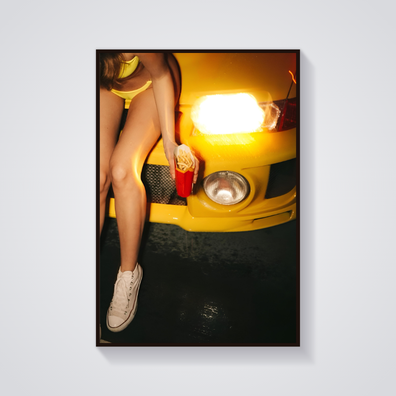 Y2K Yellow Car Yellow Fries Poster