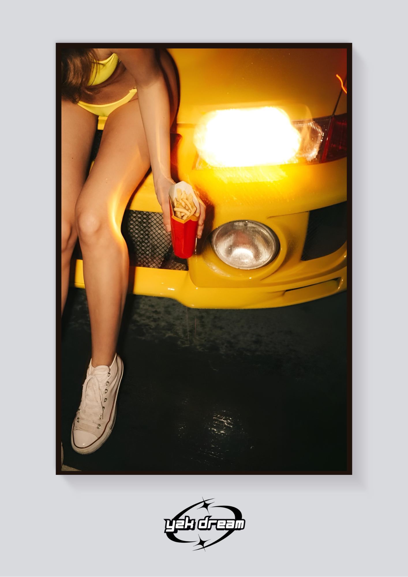 Y2K Yellow Car Yellow Fries Poster